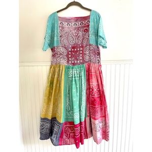 Psychic Outlaw Electric Midi Bandana Dress with Short Sleeves NWOT